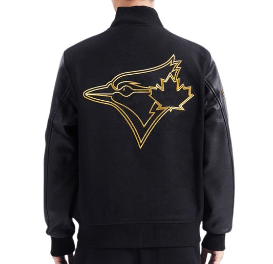 PRO STANDARD MEN'S MLB TORONTO BLUE JAYS BLACK/GOLD VARSITY JACKET