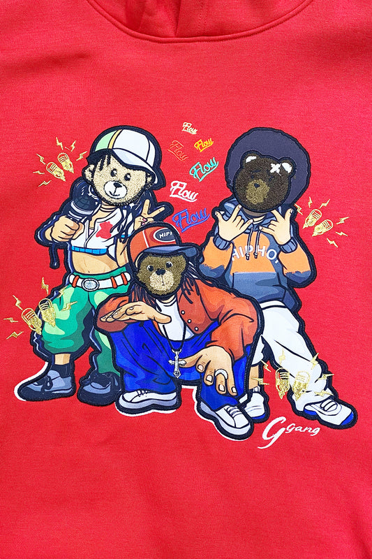 BLEECKER & MERCER MEN'S BEAR FLEECE HOODIE (RED)