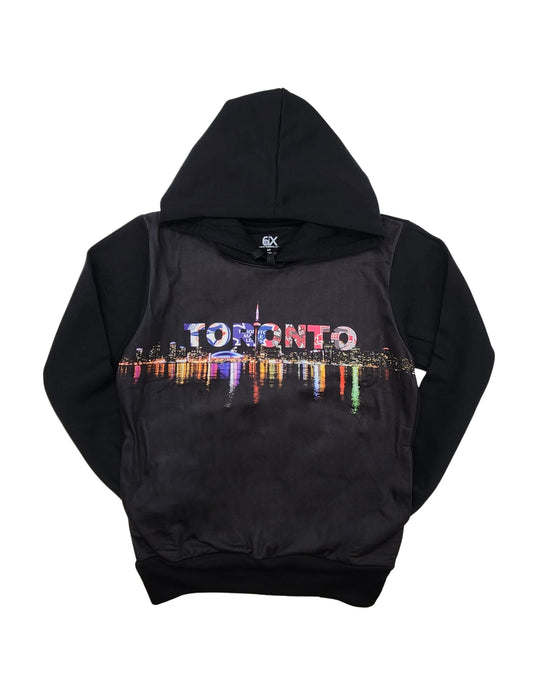 CITY OF DREAMS TORONTO SKY MEN'S BIG & TALL FLEECE TRACKSET (BLACK)