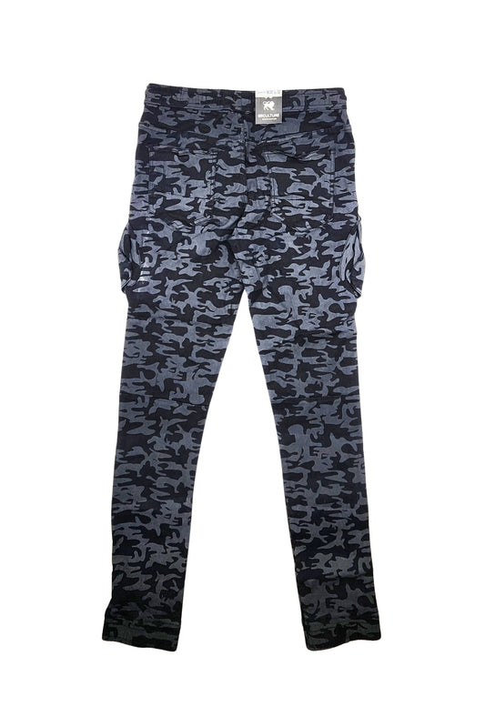 MEN'S ONE CULTURE CARGO DENIM JOGGER PANTS (BLACK CAMO)