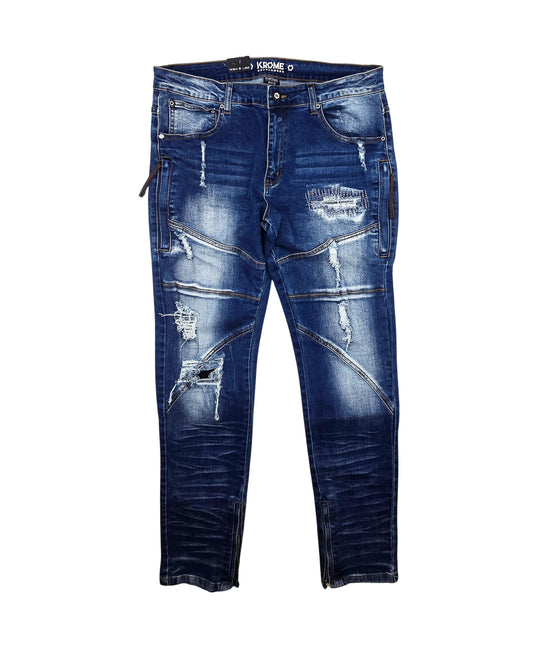 MEN'S WAIST SIZE 34 JEANS/PANTS UPTO 70% OFF (FINAL SALE CLEARANCE) 34X32 RIPPED SLIM FIT INDIGO BLUE
