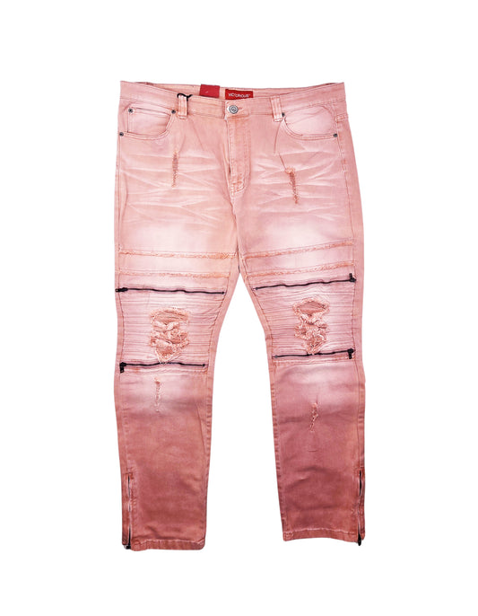 MEN'S WAIST SIZE 40 JEANS/PANTS UPTO 70% OFF (FINAL SALE CLEARANCE) 40X32 RIPPED REPAIRED SLIM FIT PINK