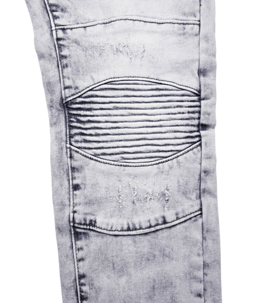 SWITCH REMARKABLE MEN'S SLIM FIT DISTRESSED BIKER JEANS (GREY)