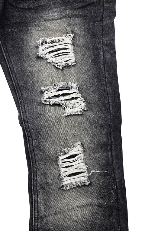 SWITCH REMARKABLE MEN'S SLIM FIT RIPPED DENIM JEANS (BLACK)