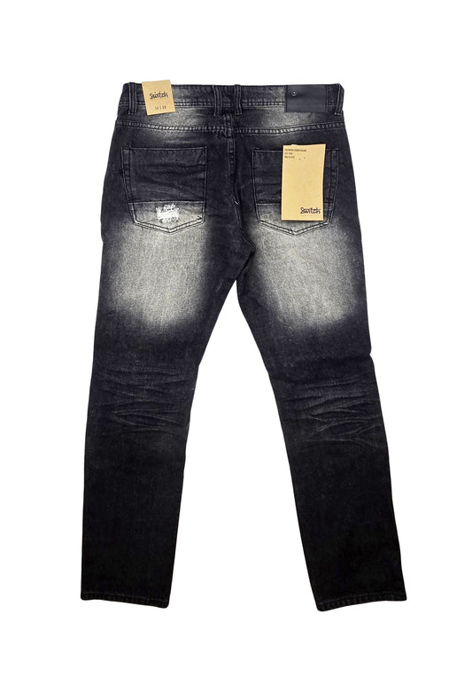 SWITCH REMARKABLE MEN'S SLIM FIT RIPPED DENIM JEANS (BLACK)