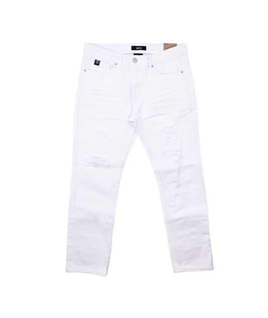 SWITCH REMARKABLE MEN'S SLIM FIT RIPPED DENIM JEANS (WHITE)