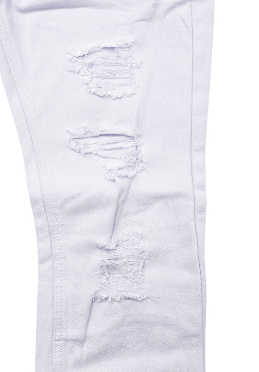 SWITCH REMARKABLE MEN'S SLIM FIT RIPPED DENIM JEANS (WHITE)