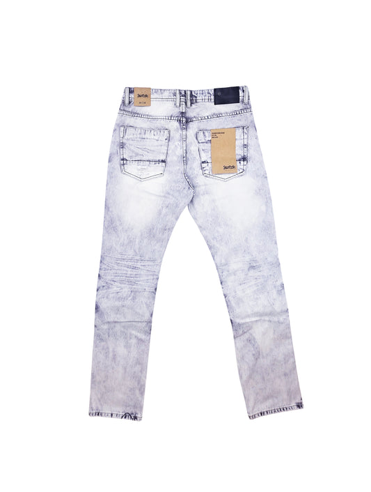 SWITCH REMARKABLE MEN'S SLIM FIT RIPPED DENIM JEANS (ICE GREY)