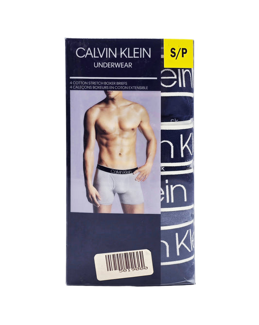 CALVIN KLEIN COTTON STRETCH MEN BOXER BRIEFS (BLUE PACK OF 4)