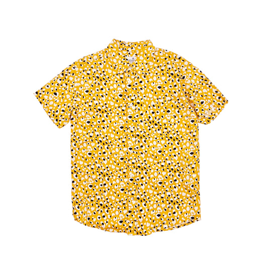 SPRINGFIELD MEN'S SHORT SLEEVES PRINTED BUTTON-UP SHIRT (YELLOW)