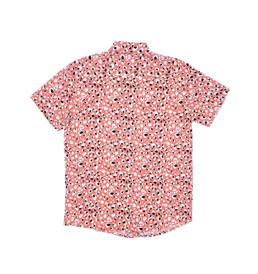 SPRINGFIELD MEN'S SHORT SLEEVES PRINTED BUTTON-UP SHIRT (PINK)