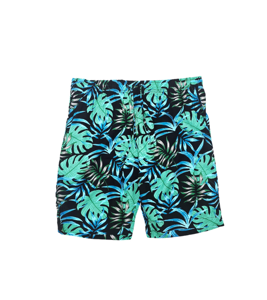 MEN'S COLOR CRAZE 2-PIECE BUTTON UP SHORT SLEEVES SHIRT & SHORTS SET (GREEN/BLUE)