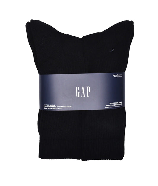 GAP MEN'S 8 PAIR LONG CREW SOCKS (BLACK)