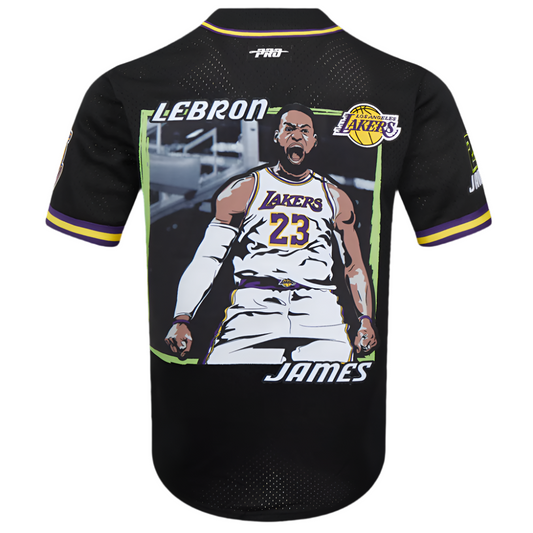 PRO STANDARD NBA LOS ANGELES LOS ANGELES LAKERS LEBRON JAMES #23 ANIMATED ACTION MESH BLACK JERSEY