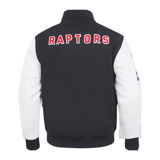 PRO STANDARD MEN'S NBA TORONTO RAPTORS BLACK/WHITE CLASSIC VARSITY JACKET