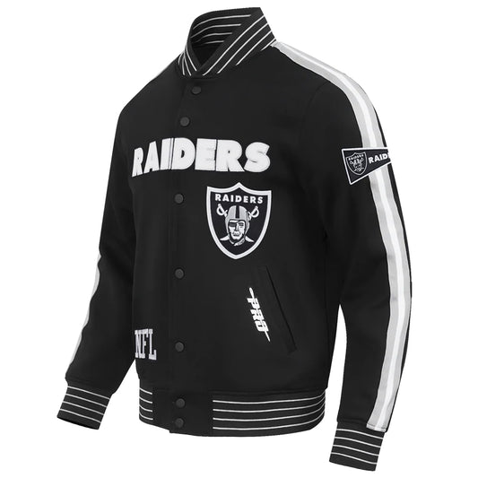 PRO STANDARD NFL LAS VEGAS RAIDERS PRO GAME DAY MEN'S BLACK DOUBLE KNIT JACKET