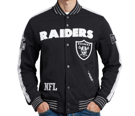PRO STANDARD NFL LAS VEGAS RAIDERS PRO GAME DAY MEN'S BLACK DOUBLE KNIT JACKET