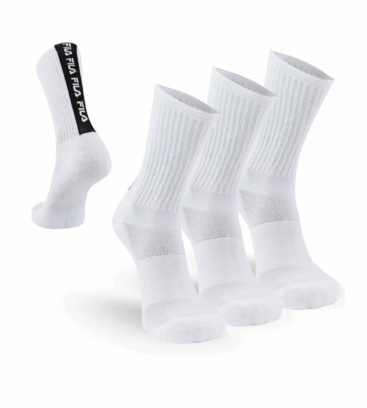 FILA MEN'S 3 PAIR LONG CREW SOCKS (WHITE)