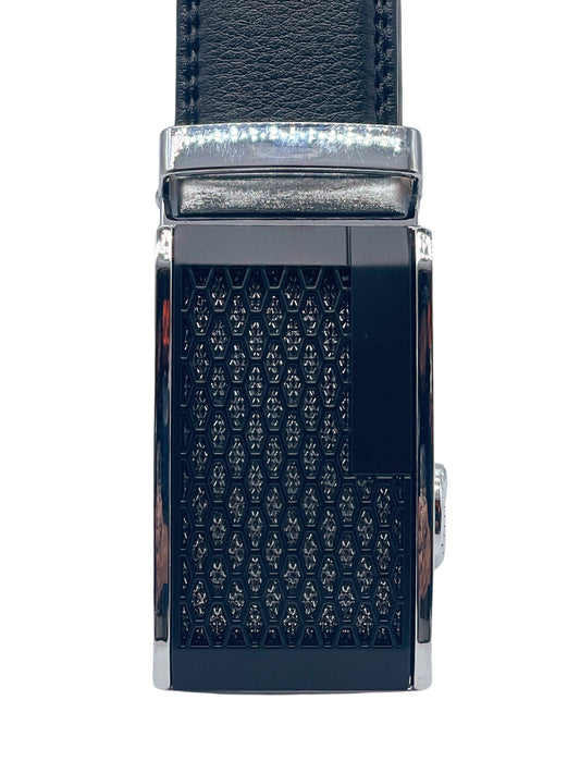 MEN'S ADJUSTABLE DESIGNER BELT (BLACK/SILVER)