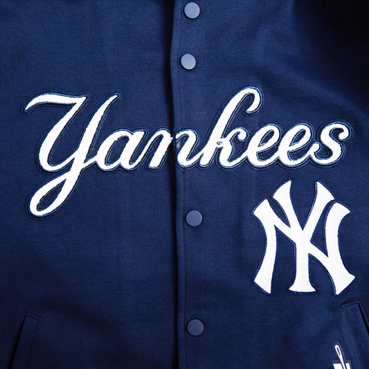 PRO STANDARD MLB NEW YORK YANKEES CURRENT LOGO PRO GAME DAY MEN'S NAVY BLUE DOUBLE KNIT JACKET