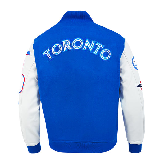 PRO STANDARD MEN'S MLB TORONTO BLUE JAYS CLASSIC WOOL ROYAL BLUE/ WHITE VARSITY JACKET
