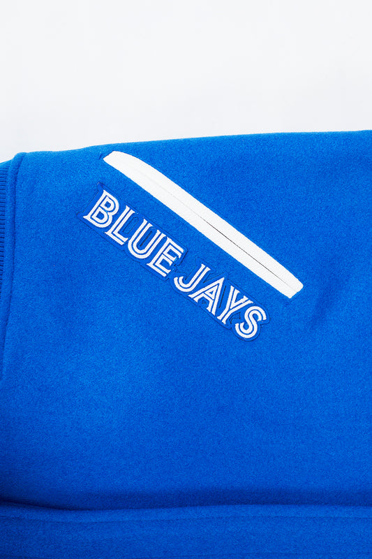 PRO STANDARD MEN'S MLB TORONTO BLUE JAYS CLASSIC WOOL ROYAL BLUE/ WHITE VARSITY JACKET