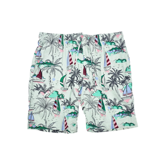 MEN'S COLOR CRAZE 2-PIECE BUTTON UP SHORT SLEEVES SHIRT & SHORTS SET (GREEN)