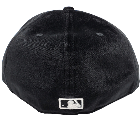 MEN'S TORONTO BLUEJAYS 5950 FITTED WHITE/BLACK LOGO ON BLACK VELOUR HAT