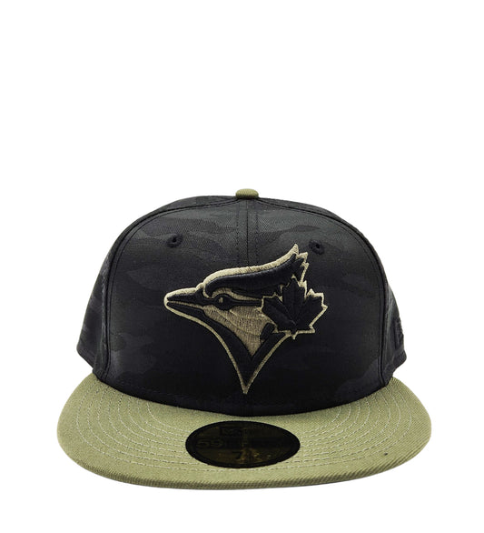 59FIFTY NEW ERA TORONTO BLUE JAYS BLACK CAMO WITH OLIVE BRIM FITTED HAT