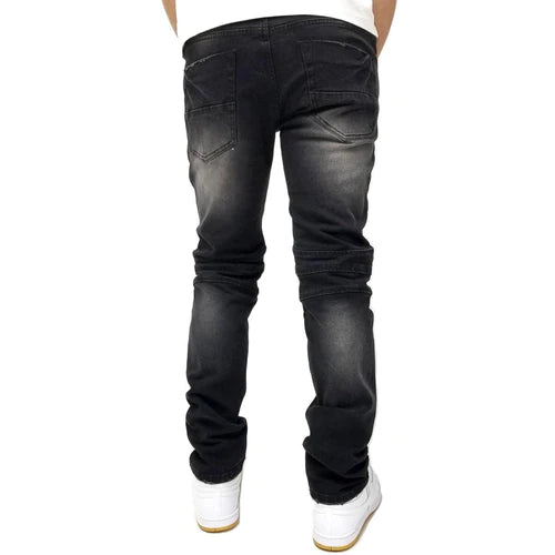 CREATE 2MRW RIP & REPAIR MOTO DENIM JEANS (BLACK)