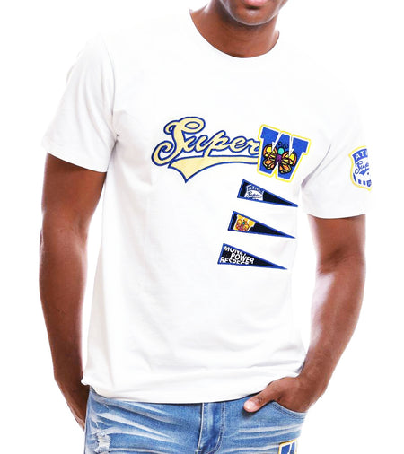 SWITCH MEN'S VARSITY T-SHIRT W/PATCHES (WHITE)