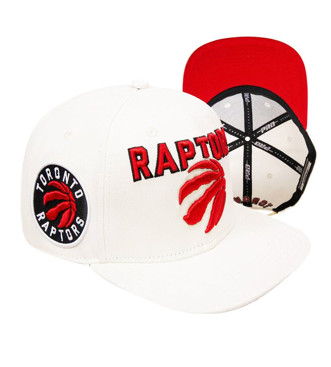 PRO STANDARD NBA TORONTO RAPTORS RETRO CLASSIC UNISEX LOGO WOOL EGGSHELL/RED SNAPBACK HAT