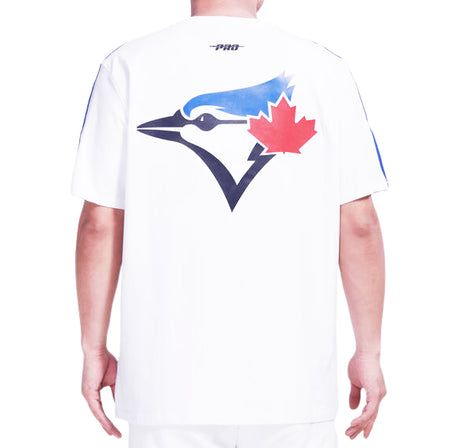 PRO STANDARD MLB TORONTO BLUE JAYS CLASSIC MESH MEN'S SJ STRIPED WHITE T-SHIRT