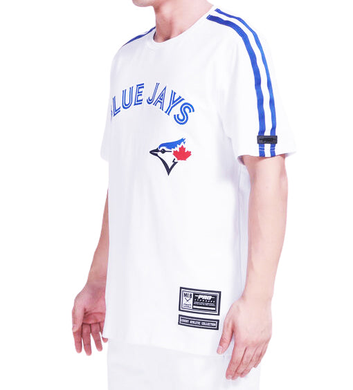 PRO STANDARD MLB TORONTO BLUE JAYS CLASSIC MESH MEN'S SJ STRIPED WHITE T-SHIRT