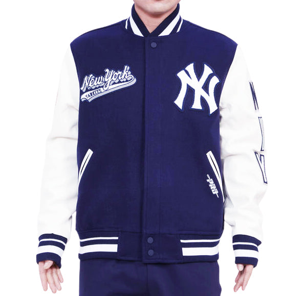 PRO STANDARD MEN'S MLB NEW YORK YANKEES NAVY/WHITE VARSITY JACKET