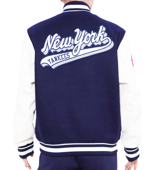 PRO STANDARD MEN'S MLB NEW YORK YANKEES NAVY/WHITE VARSITY JACKET