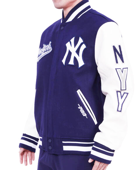 PRO STANDARD MEN'S MLB NEW YORK YANKEES NAVY/WHITE VARSITY JACKET