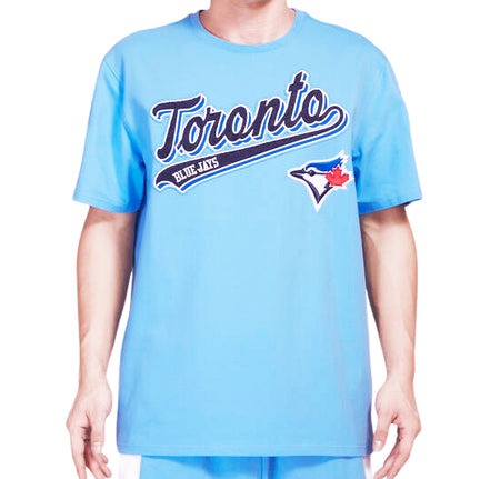 PRO STANDARD MLB TORONTO BLUE JAYS SCRIPT TAIL MEN'S LIGHT BLUE T-SHIRT