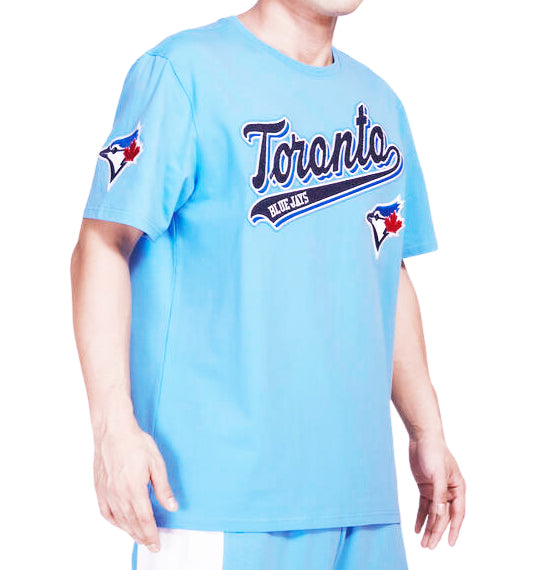 PRO STANDARD MLB TORONTO BLUE JAYS SCRIPT TAIL MEN'S LIGHT BLUE T-SHIRT