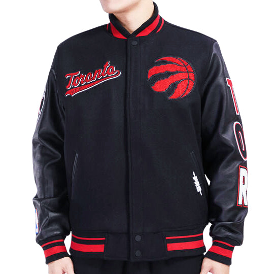 PRO STANDARD MEN'S NBA TORONTO RAPTORS BLACK/RED VARSITY JACKET