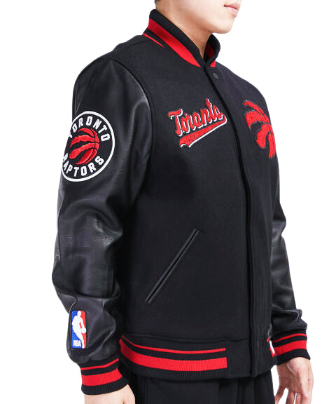 PRO STANDARD MEN'S NBA TORONTO RAPTORS BLACK/RED VARSITY JACKET