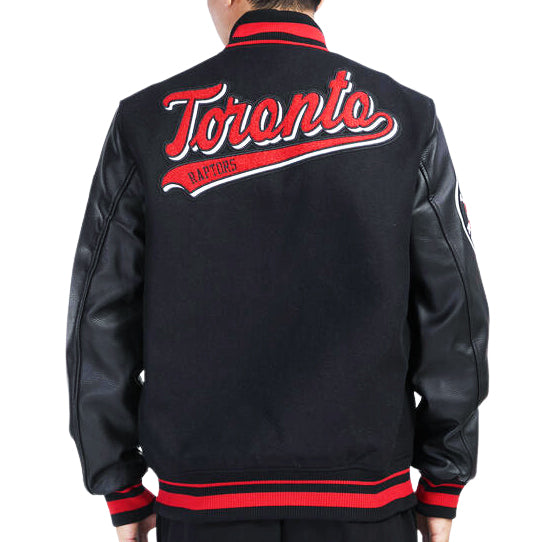 PRO STANDARD MEN'S NBA TORONTO RAPTORS BLACK/RED VARSITY JACKET