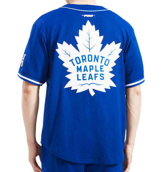 PRO STANDARD NHL TORONTO MAPLE LEAFS MEN'S MESH BUTTON UP DARK BLUE JERSEY