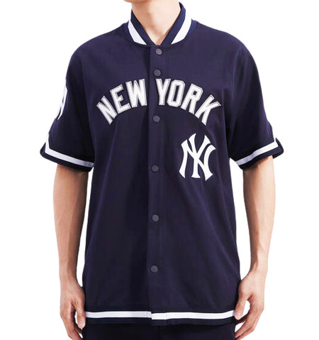 PRO STANDARD MLB NEW YORK YANKEES CLASSIC MEN'S WARM UP NAVY SHORT SLEEVE JACKET