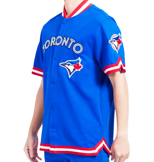 PRO STANDARD MLB TORONTO BLUE JAYS CLASSIC MEN'S WARM UP ROYAL BLUE SHORT SLEEVE JACKET