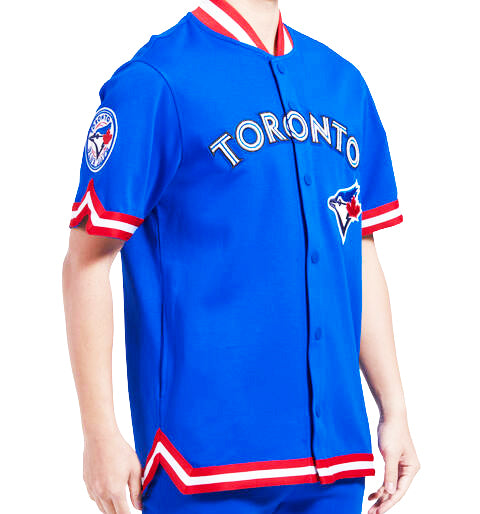 PRO STANDARD MLB TORONTO BLUE JAYS CLASSIC MEN'S WARM UP ROYAL BLUE SHORT SLEEVE JACKET