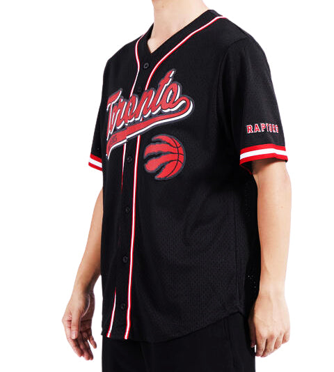 PRO STANDARD NBA TORONTO RAPTORS LOGO MEN'S MESH BUTTON UP BLACK/RED JERSEY