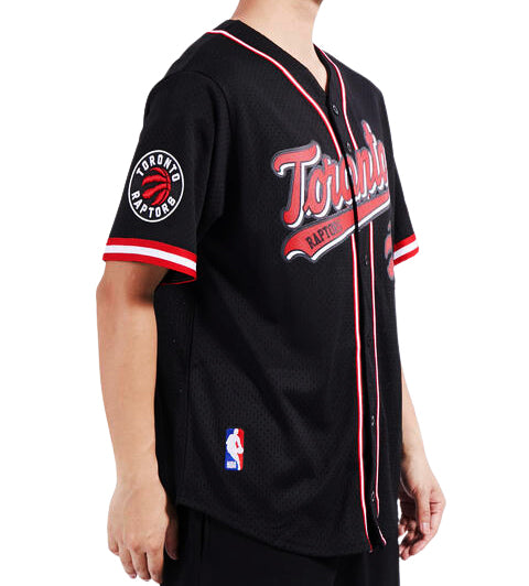 PRO STANDARD NBA TORONTO RAPTORS LOGO MEN'S MESH BUTTON UP BLACK/RED JERSEY