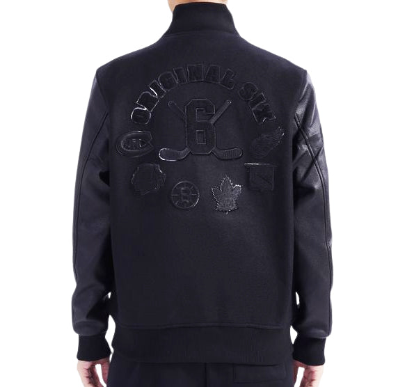 PRO STANDARD MEN'S NHL THE ORIGINAL SIX CLASSIC WOOL VARSITY JACKET (BLACK)