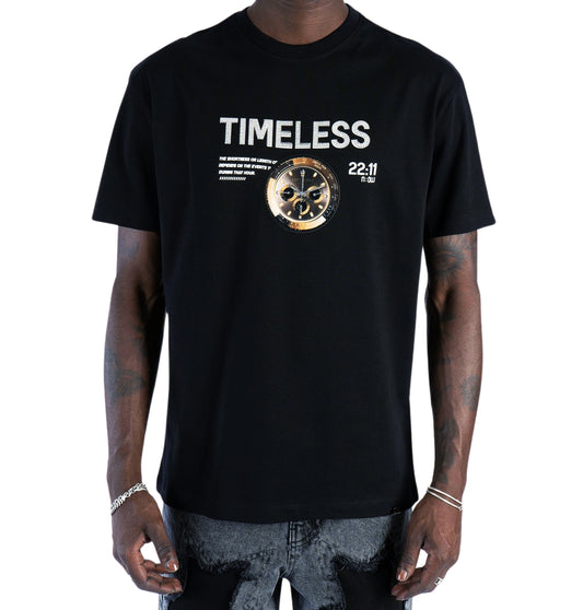 LEFT POINT MEN'S RHINESTONE & CHENILLE TIMELESS T-SHIRT (BLACK)